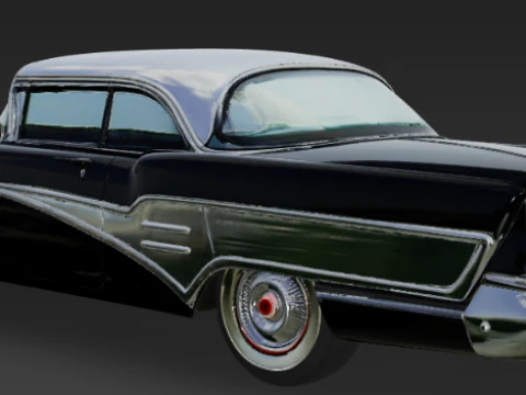 Classic 1950s Black Coupe 3D Model