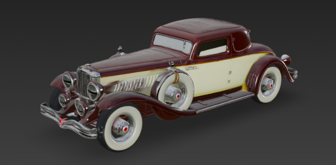 Vintage Maroon Duesenberg Classic Car 3D Model .c4d .max .obj .3ds .fbx .stl .blend