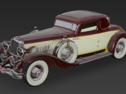 Vintage Maroon Duesenberg Classic Car 3Dモデル