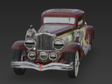 Vintage Maroon Duesenberg Classic Car 3D Model