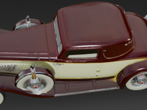 Vintage Maroon Duesenberg Classic Car 3D Model