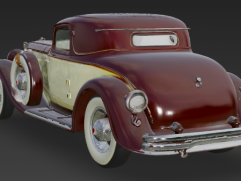 Vintage Maroon Duesenberg Classic Car 3D Model