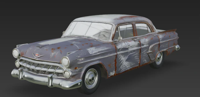 Vintage Old Rusty Car 3D Model .c4d .max .obj .3ds .fbx .stl .blend