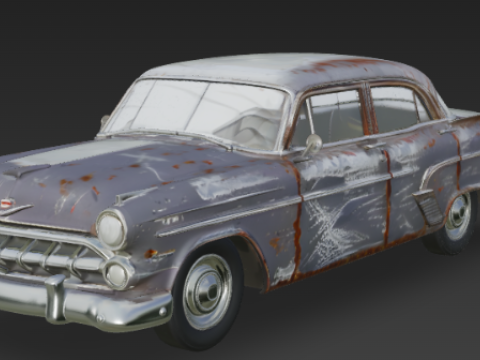 Vintage Old Rusty Car 3D Model