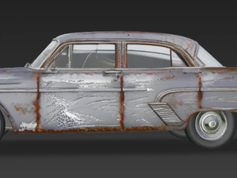 Vintage Old Rusty Car 3D Model