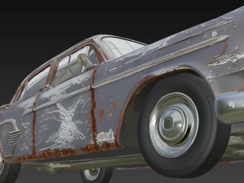 Vintage Old Rusty Car 3D Model