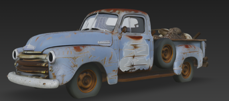 Old Rusty Pickup Truck 3D Model .c4d .max .obj .3ds .fbx .stl .blend 