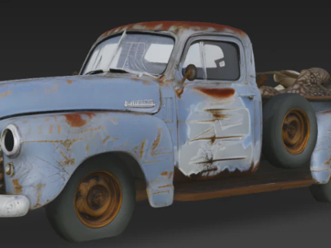 오래되고 녹슨 픽업트럭 3D 모델