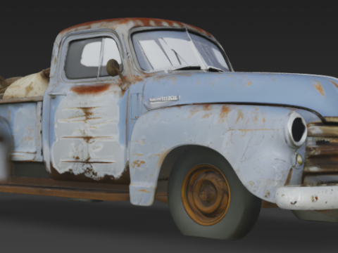 Old Rusty Pickup Truck 3D Model