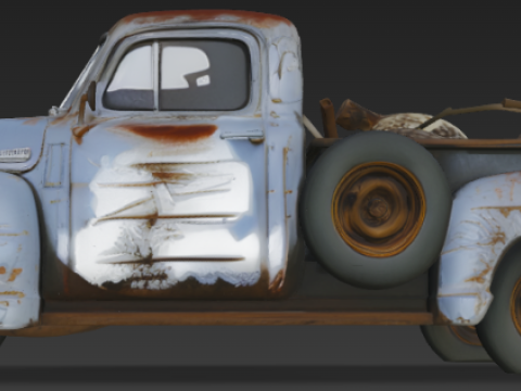 Old Rusty Pickup Truck 3D Model