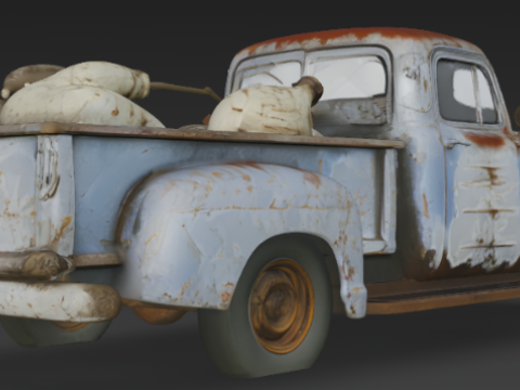 Old Rusty Pickup Truck 3D Model
