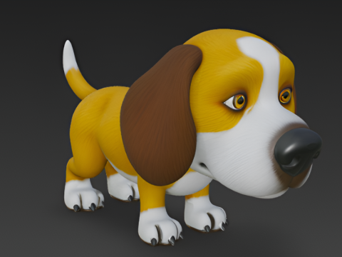Cartoon Beagle Dog 3D Model