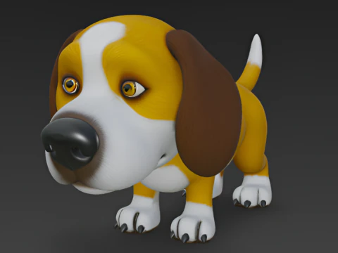 Cartoon Beagle Dog 3D Model
