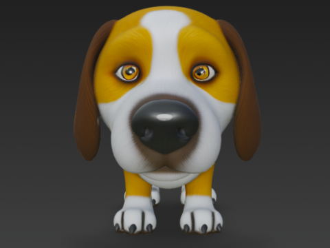 Cartoon Beagle Dog 3Dモデル