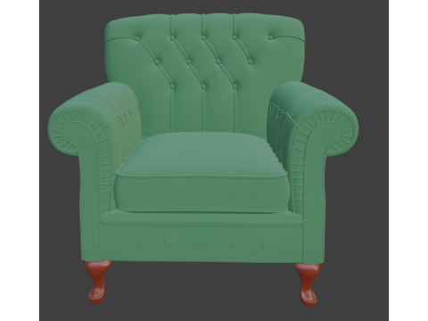 Vintage Green Tufted Armchair 3D Model