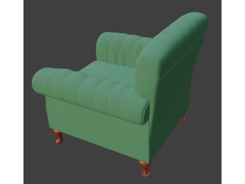 Vintage Green Tufted Armchair 3D Model