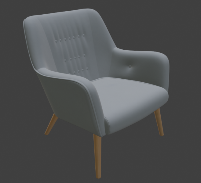 Scandinavian Grey Tufted Armchair 3D Model .c4d .max .obj .3ds .fbx .stl .blend