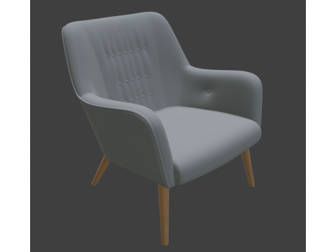 Scandinavian Grey Tufted Armchair 3D Model
