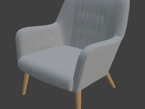Scandinavian Grey Tufted Armchair 3D Model