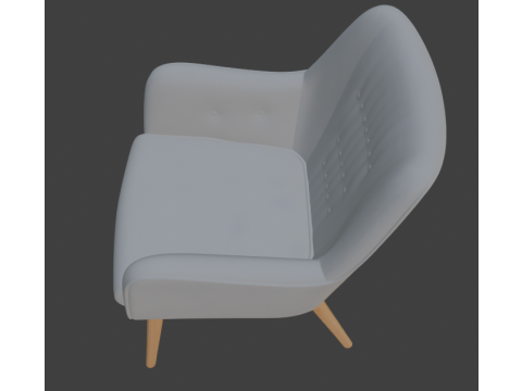 Scandinavian Grey Tufted Armchair 3D Model