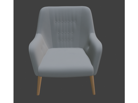Scandinavian Grey Tufted Armchair 3D Model