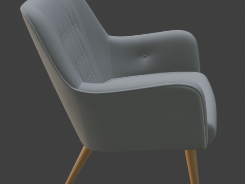 Scandinavian Grey Tufted Armchair 3D Model