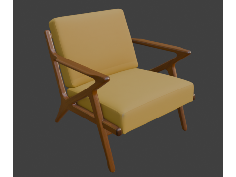 Cavett Wood Frame Armchair 3D Model