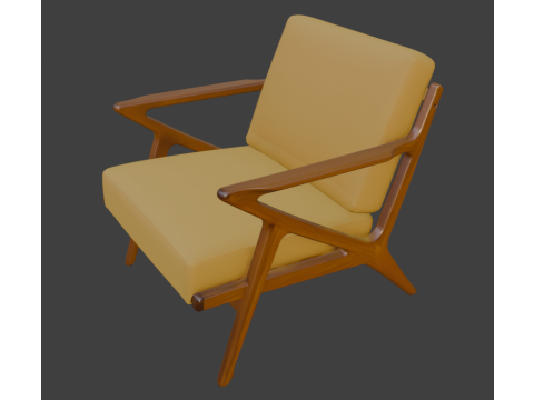 Cavett Wood Frame Armchair Modelo 3D