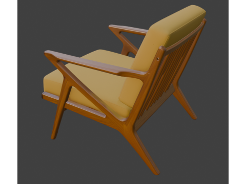 Cavett Wood Frame Armchair Modelo 3D