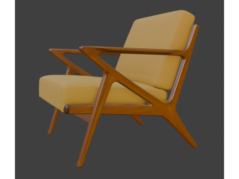 Cavett Wood Frame Armchair Modelo 3D