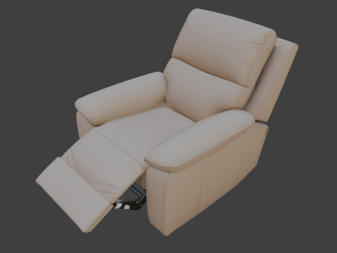 Beige Leather Recliner Armchair Modello 3D
