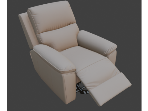 Beige Leather Recliner Armchair Modello 3D