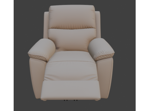 Beige Leather Recliner Armchair Modello 3D