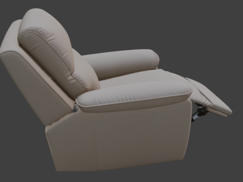 Beige Leather Recliner Armchair Modello 3D