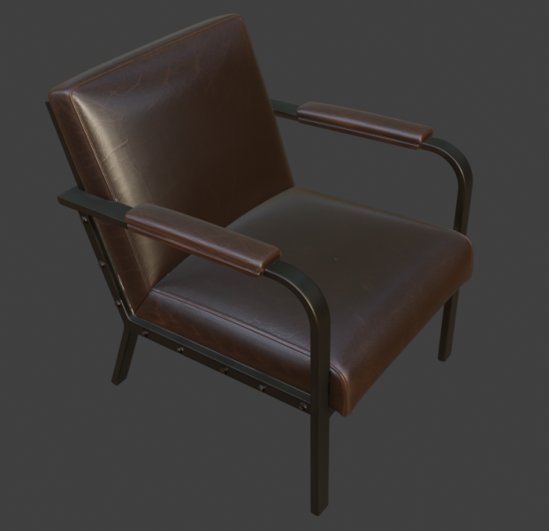 Industrial Brown Leather Armchair 3D 模型 .c4d .max .obj .3ds .fbx .stl .blend