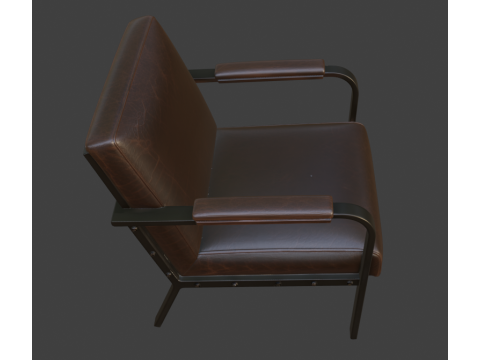 Industrial Brown Leather Armchair 3D 模型