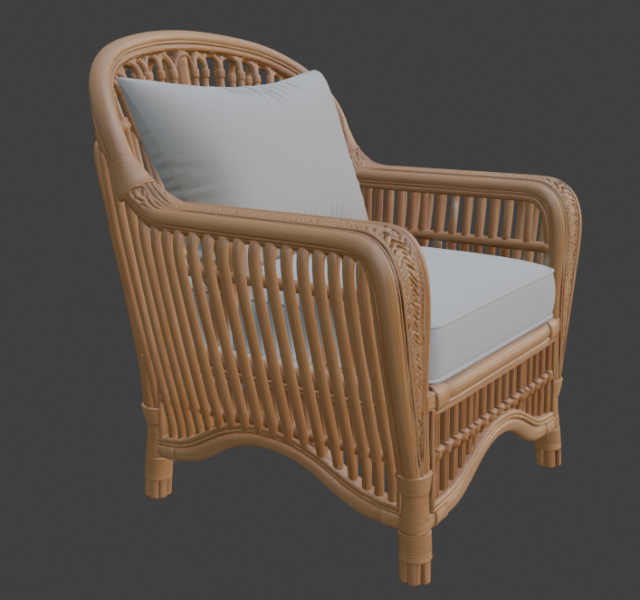 Ornate Rattan Armchair 3D Model .c4d .max .obj .3ds .fbx .stl .blend 