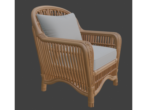 Ornate Rattan Armchair 3D Model