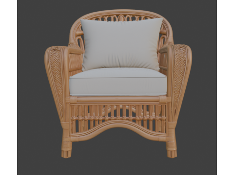 Ornate Rattan Armchair 3D Model