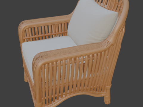 Ornate Rattan Armchair 3D Model