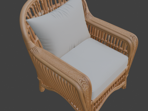 Ornate Rattan Armchair 3D Model