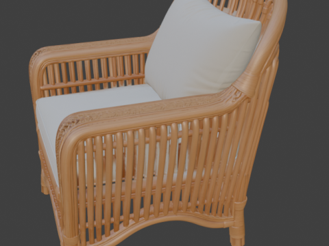 Ornate Rattan Armchair 3D Model
