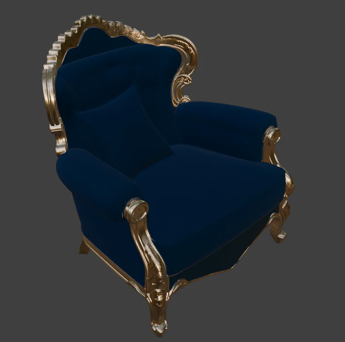 Luxury Navy Wingback Armchair 3D Model .c4d .max .obj .3ds .fbx .stl .blend 