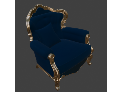Luxury Navy Wingback Armchair 3D Model