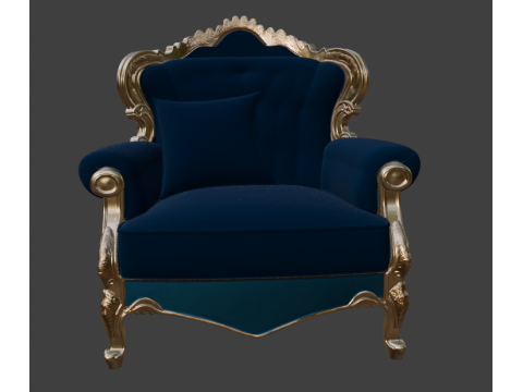 Luxury Navy Wingback Armchair 3D 模型