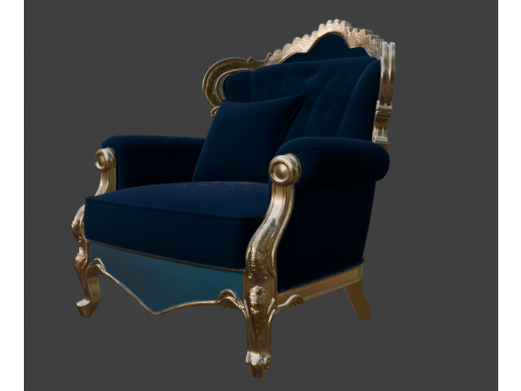 Luxury Navy Wingback Armchair 3D 模型