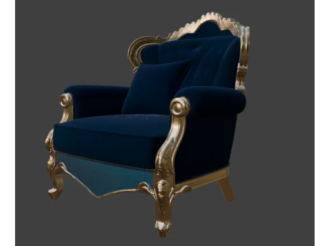 Luxury Navy Wingback Armchair 3D Model