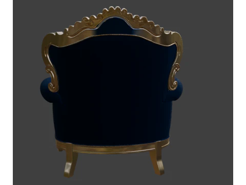 Luxury Navy Wingback Armchair 3D Model