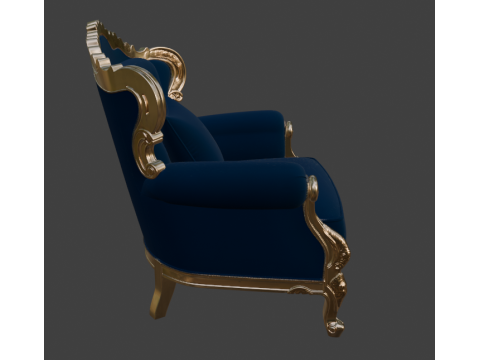 Luxury Navy Wingback Armchair 3D 模型