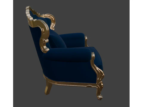 Luxury Navy Wingback Armchair 3D Model